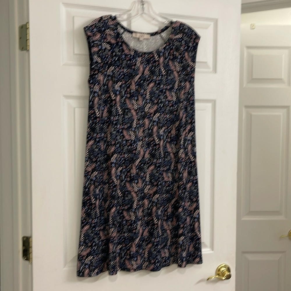 LOFT sleeveless dress new with tags size small navy, pink and light blue print - Picture 1 of 5